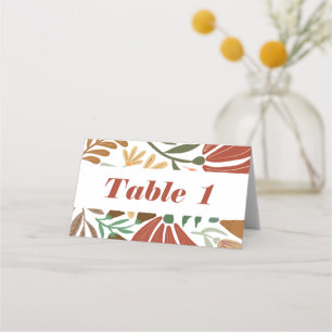 Moderne Boho Terracotta Retro Bloemen Tafel Plaatskaartje