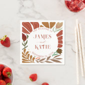 Moderne Boho Terracotta Retro Bloemenbruiloft Servet (Insitu)