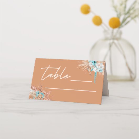 Moderne Boho Terracotta Script Trouwkaart Plaatskaartje (Voorkant)