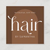 Moderne Boho Terracotta Unieke Haar Stylist Salon Vierkante Visitekaartje (Voorkant)