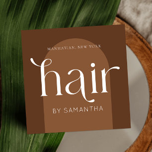 Moderne Boho Terracotta Unieke Haar Stylist Salon Vierkante Visitekaartje
