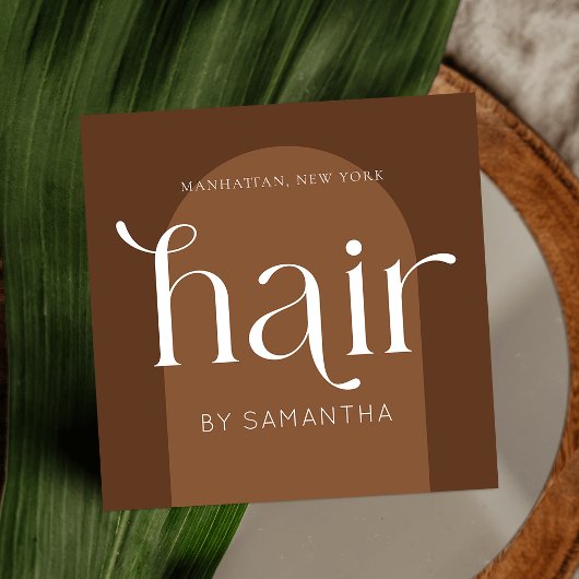 Moderne Boho Terracotta Unieke Haar Stylist Salon Vierkante Visitekaartje