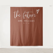 Moderne Boho Terracotta Vrijgezellenfeest Achtergr Wandkleed (Voorkant)