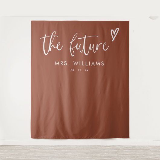 Moderne Boho Terracotta Vrijgezellenfeest Achtergr Wandkleed (Voorkant)