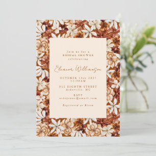 Moderne Boho Terracotta Wilde Bloemen Bruidsdouche Kaart