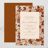 Moderne Boho Terracotta Wilde Bloemen Bruidsdouche Kaart (Voorkant / Achterkant)