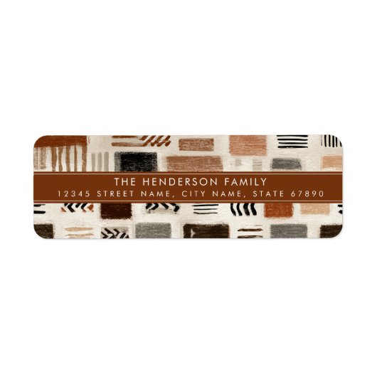 Moderne Boho Textuur Retouradreslabels Etiket (Voorkant)