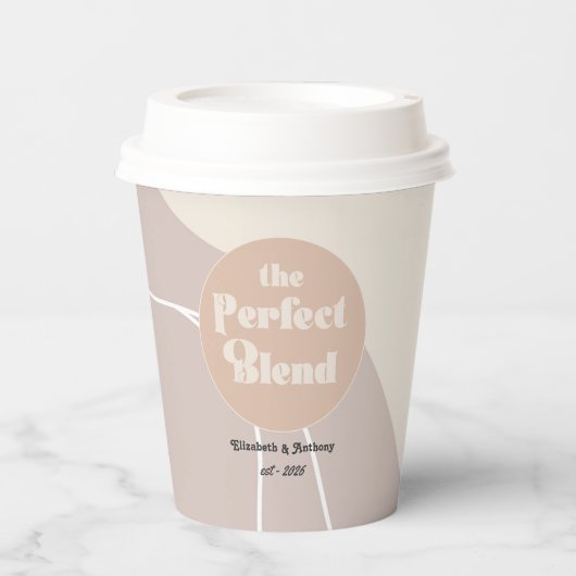 Moderne Boho "The Perfect Blend" Trouwdag Papieren Bekers (Voorkant)