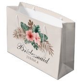 Moderne Boho Tropisch Foliage Bruidsmeisje Groot G Cadeauzakje (Achterkant Gekanteld)