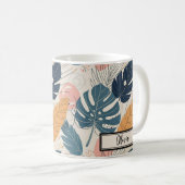 Moderne Boho Tropische Bladeren Abstract Koffiemok (Voorkant rechts)