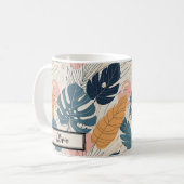 Moderne Boho Tropische Bladeren Abstract Koffiemok (Voorkant links)