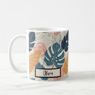Moderne Boho Tropische Bladeren Abstract Koffiemok