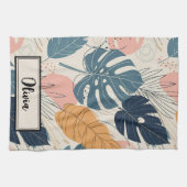 Moderne Boho Tropische Bladeren Abstract Theedoek (Horizontaal)