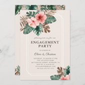 Moderne Boho Tropische Bloemen Verlovingsfeest Kaart (Voorkant / Achterkant)