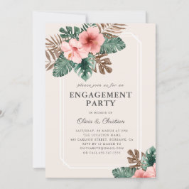 Moderne Boho Tropische Bloemen Verlovingsfeest Kaart