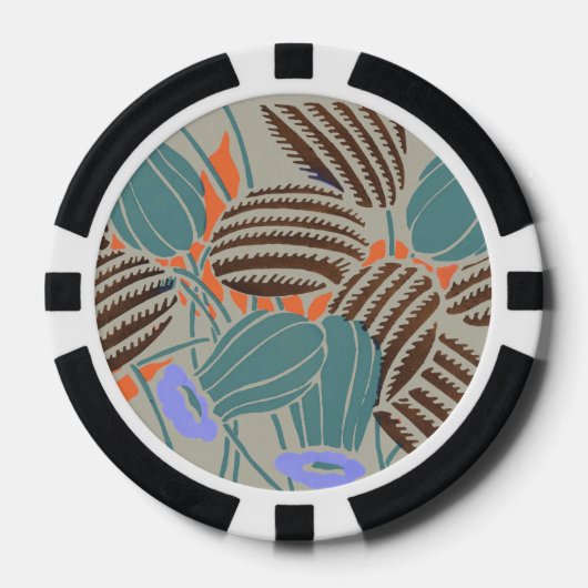 Moderne Boho Turquoise & Lavendel Bloemendecoratie Poker Chips (Voorkant)