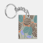 Moderne Boho Turquoise & Lavendel Bloemendecoratie Sleutelhanger (Voorkant Links)