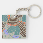Moderne Boho Turquoise & Lavendel Bloemendecoratie Sleutelhanger (Achterkant)
