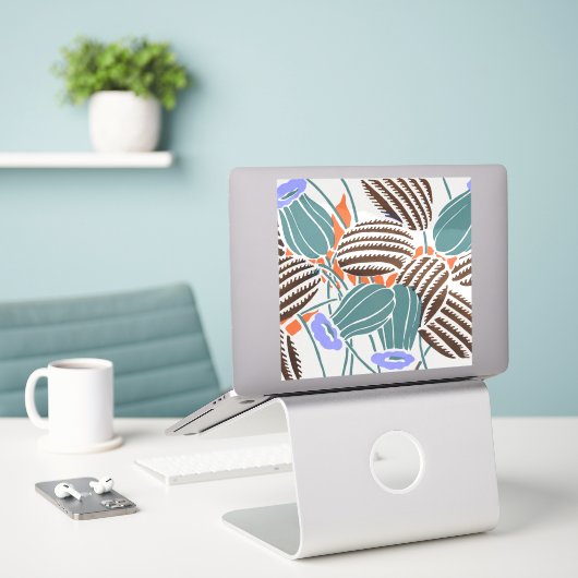 Moderne Boho Turquoise & Lavendel Bloemendecoratie Sticker (Laptop op bureau)