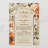 Moderne Boho Verbrande Oranje Beige Salie Trouwdag Programmakaart (Voorkant)
