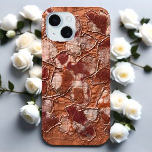 Moderne boho verbrande oranje vlinders borduurwerk iPhone 15 case