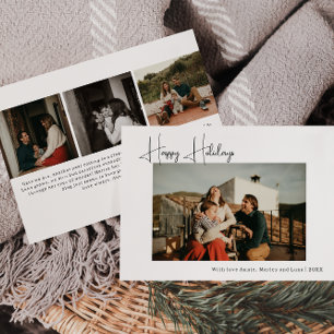 Moderne Boho Vier Foto Gelukkig Feestdagenkaart