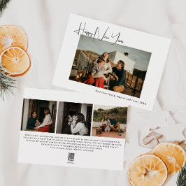 Moderne Boho Vier Foto Gelukkig Nieuwjaar Feestdagenkaart