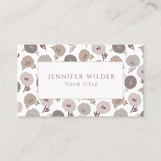 Moderne Boho Violet grijze bloemen Visitekaartje (Voorkant)