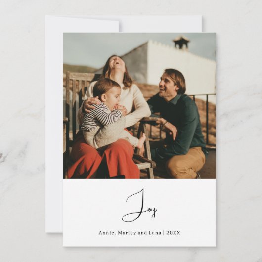 Moderne Boho Vreugde Verticale Foto Kerstmis Feestdagenkaart (Voorkant)