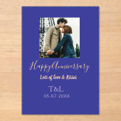 Moderne boho vrolijk jubileum toevoegen naam blauw acryl uitnodigingen (Voorkant)