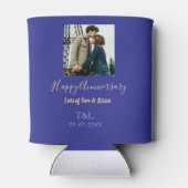 Moderne boho vrolijk jubileum toevoegen naam blauw blikjeskoeler (Achterkant)