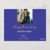 Moderne boho vrolijk jubileum toevoegen naam blauw briefkaart (Achterkant)