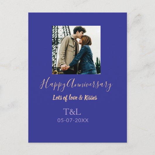 Moderne boho vrolijk jubileum toevoegen naam blauw briefkaart (Voorkant)