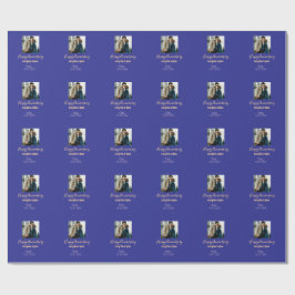 Moderne boho vrolijk jubileum toevoegen naam blauw cadeaupapier