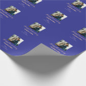 Moderne boho vrolijk jubileum toevoegen naam blauw cadeaupapier (Hoek)