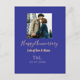 Moderne boho vrolijk jubileum toevoegen naam blauw feestdagenkaart