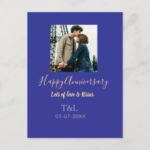 Moderne boho vrolijk jubileum toevoegen naam blauw feestdagenkaart