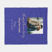 Moderne boho vrolijk jubileum toevoegen naam blauw fleece deken (Voorkant (Horizontaal))