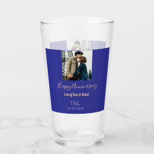 Moderne boho vrolijk jubileum toevoegen naam blauw glas