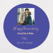 Moderne boho vrolijk jubileum toevoegen naam blauw labels (Design 2)