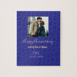 Moderne boho vrolijk jubileum toevoegen naam blauw legpuzzel