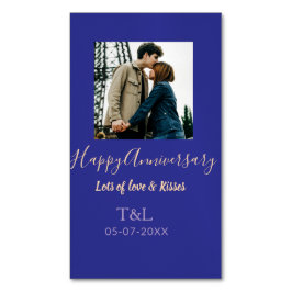 Moderne boho vrolijk jubileum toevoegen naam blauw magnetisch visitekaartje