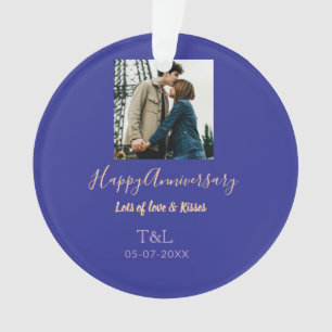 Moderne boho vrolijk jubileum toevoegen naam blauw ornament