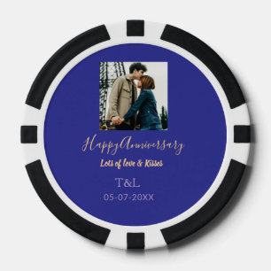 Moderne boho vrolijk jubileum toevoegen naam blauw poker chips