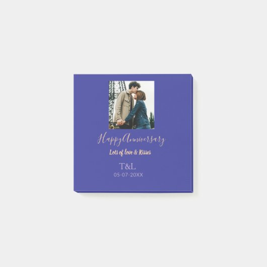 Moderne boho vrolijk jubileum toevoegen naam blauw post-it® notes (Voorkant)