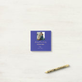 Moderne boho vrolijk jubileum toevoegen naam blauw post-it® notes (Op bureau)