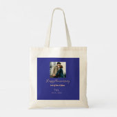 Moderne boho vrolijk jubileum toevoegen naam blauw tote bag (Achterkant)