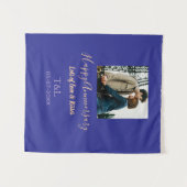 Moderne boho vrolijk jubileum toevoegen naam blauw wandkleed (Voorkant (horizontaal))