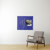 Moderne boho vrolijk jubileum toevoegen naam blauw wandkleed (In Situ (horizontaal))