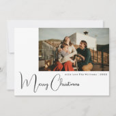 Moderne Boho Vrolijk Kerstfeest Twee Foto Feestdagenkaart (Voorkant)